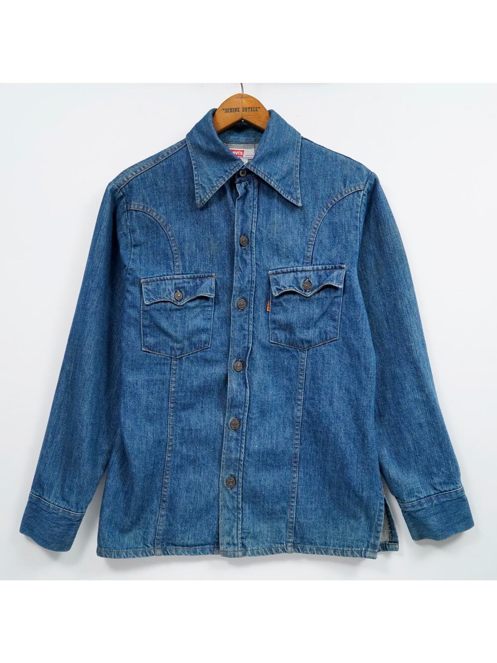 Vintage 70s Levi’s Orange Tab Denim Western Shirt USA Medium Hippie Woodstock